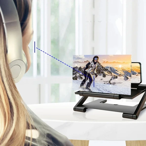 TechTic 8İnç 3D Uzaktan Kumandalı Telefon Ekran Büyüteci Telefon Projeksiyonu Ekran Büyütücü - 6