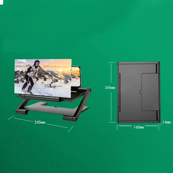 TechTic 8İnç 3D Uzaktan Kumandalı Telefon Ekran Büyüteci Telefon Projeksiyonu Ekran Büyütücü - 12