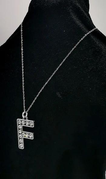 Zirkon Taşlı "F" HarfliRenkli Kolye