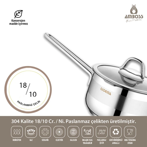 Merkür 11 Parça Tüm Ocaklara Uyumlu Paslanmaz Çelik Tencere Tava Sütlük Düdüklü Tencere Seti MER-2835 - Resim 4