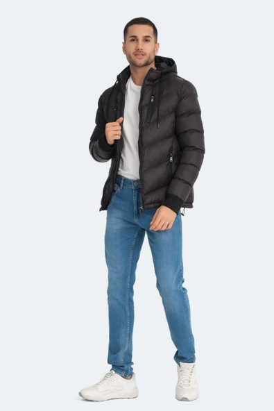 Slazenger St23je166-500 Siyah Erkek Witness Kapşonlu Şişme Mont - 7