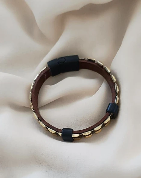 Bileklik Hakiki  Deri Örgü Unisex 21 cm Bilezik - Resim 4