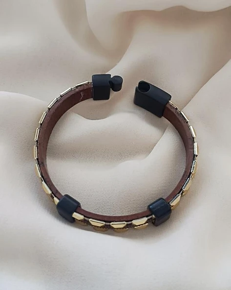 Bileklik Hakiki  Deri Örgü Unisex 21 cm Bilezik - Resim 3