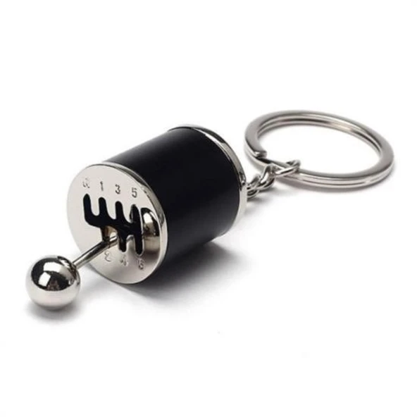 BUFFER® Hareketli Araba Vites Anahtarlık Altı Hız Manuel Vites Dişli Shifter Topuzu Metal Anahtarlık - 2