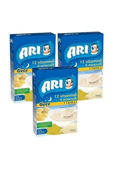 ARI Gece Sütlü 7 Tahıllı Pirinç Unu 200 gr X 3 Adet