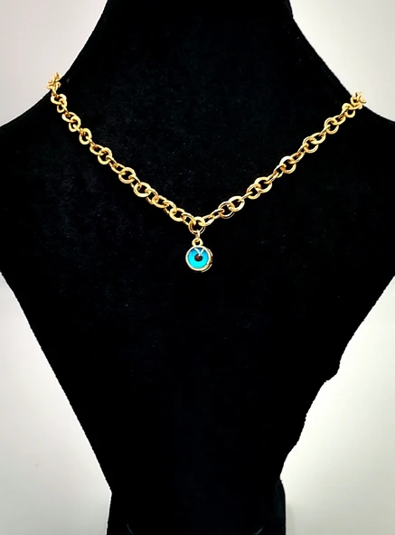 Gold Renk Zincir Figürlü Kararmaz Özel Tasarım Kolye