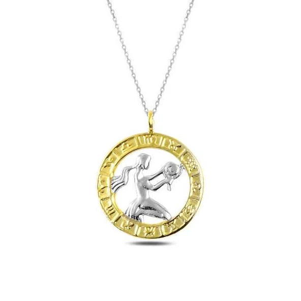 ​925 Ayar Gümüş Gold Başak Burcu Kadın Gümüş Kolye