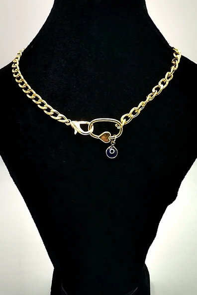 Gold Renk Zincir Figürlü Kararmaz Özel Tasarım Kolye