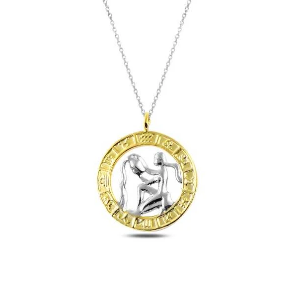 ​925 Ayar Gümüş Gold Kova Burcu Gümüş Kolye