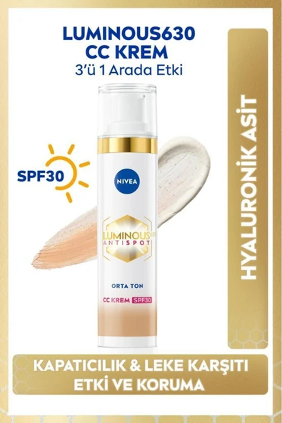 NIVEA LUMINOUS LEKE KARŞITI CC KREM ORTA TON 40 ML - 2