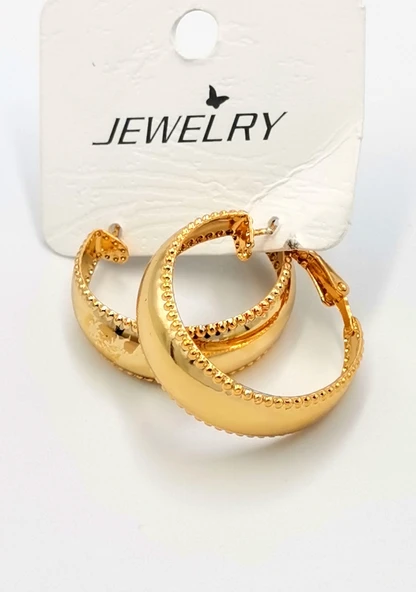 Altın Sarısı Halka Kararmaz Lüks Küpe