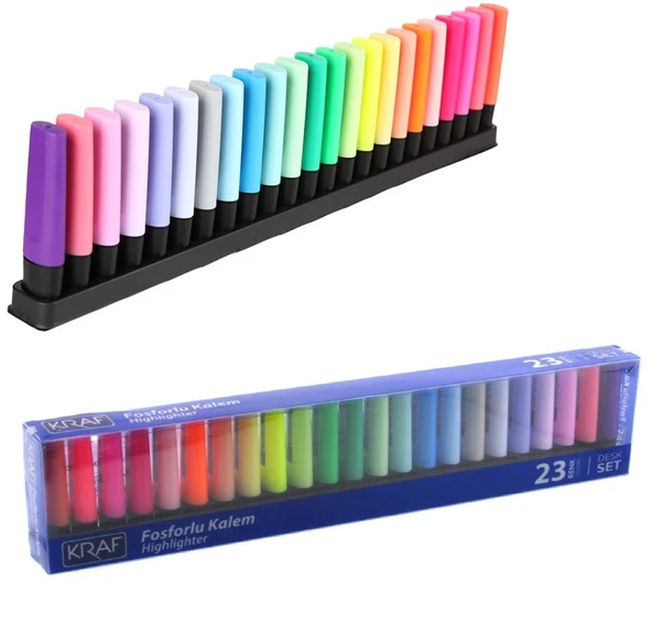 Kraf 365 Fosforlu İşaretleme Kalemi Seti 23 Renk