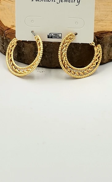 Altın Sarısı Halka Kararmaz Lüks Küpe