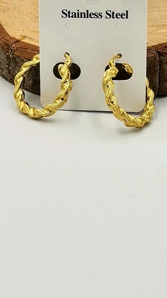 Altın Sarısı Halka Kararmaz Lüks Küpe