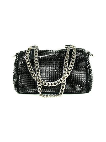Saten Çapraz Sıra Taşlı Lüks Abiye Çanta - 2