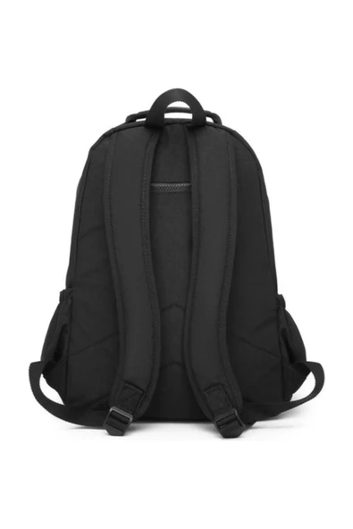 Unisex Krinkıl Kumaş Su Geçirmez Orta Boy Siyah Klinkır Sırt Çantası Okul Çantası - 3