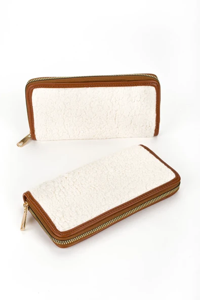 Monalisa Home Antrasit Peluş Tasarım Fermuarlı Cüzdan - 6