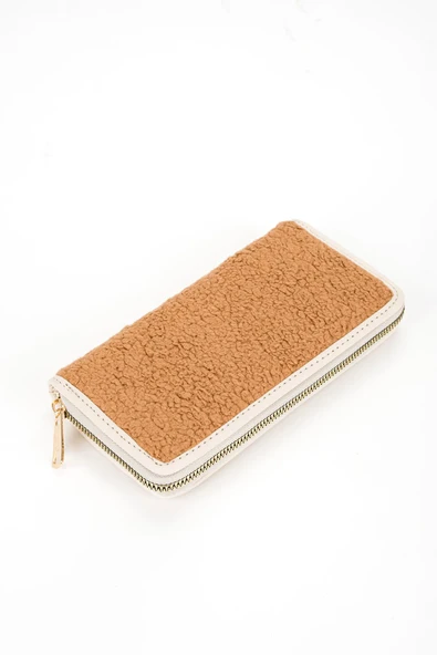 Monalisa Home Antrasit Peluş Tasarım Fermuarlı Cüzdan - Resim 5