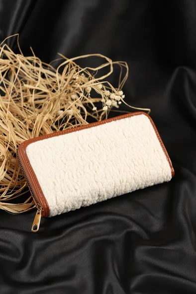 Monalisa Home Antrasit Peluş Tasarım Fermuarlı Cüzdan