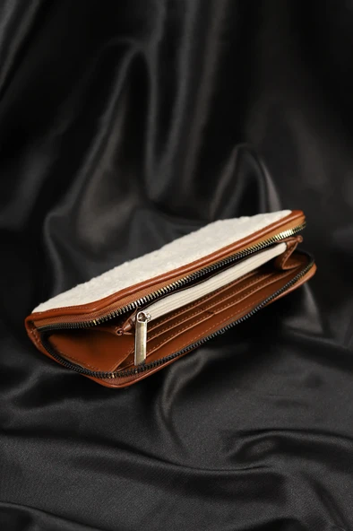 Monalisa Home Antrasit Peluş Tasarım Fermuarlı Cüzdan - 7