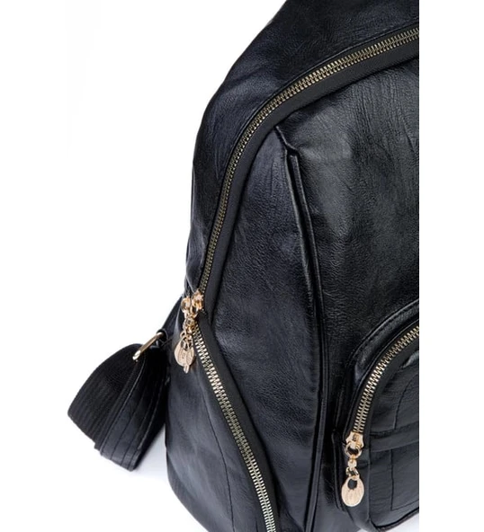 Monalisa Home Kadın Çok Bölmeli Yıkama Deri Sırt Çanta - 3