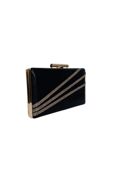 Saten Çapraz Sıra Taşlı Lüks Abiye Çanta - 2