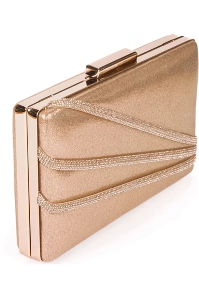 Saten Çapraz Sıra Taşlı Lüks Abiye Çanta - 3