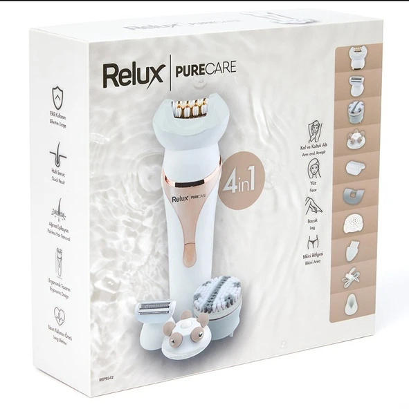 Relux REP9542 Pure Care Kablolu Kablosuz 4ü 1 Arada Başlıklı Islak Kuru Epilatör