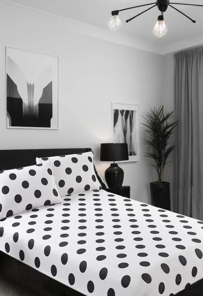 Upstyle Pes Lastikli Çarşaf Seti Çift Kişilik Point Beyaz ürün görseli 1