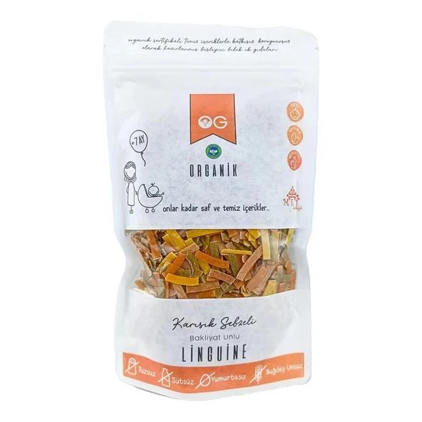 Og Natural Organik Karışık Sebzeli Bakliyat Unlu Şerit Makarna Linguine 200 Gr