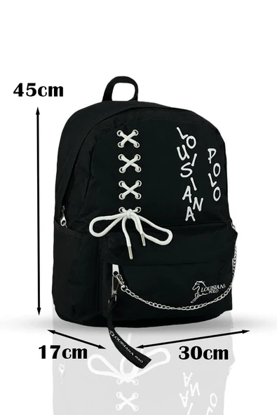 Laptop Bölmeli Okul Çantası Siyah Beyaz 1141 - Resim 5