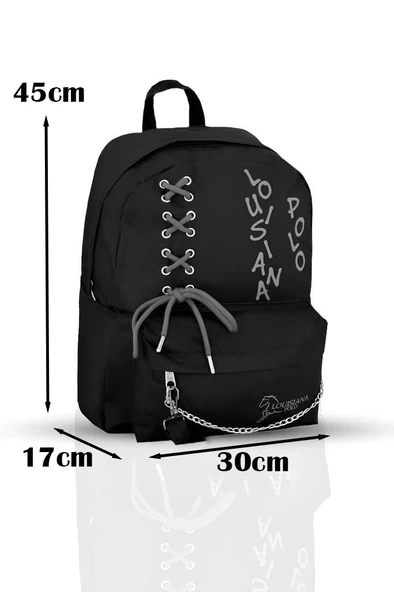 Laptop Bölmeli Okul Çantası Siyah Füme 1141 - Resim 5