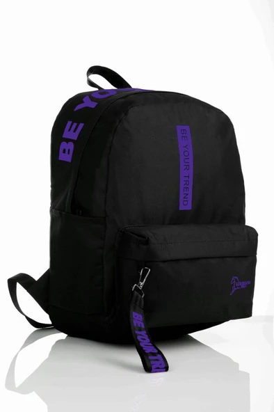 Laptop Bölmeli Okul Çantası Be Your Trend Siyah Mor 1140 - 2