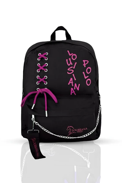 Laptop Bölmeli Okul Çantası Siyah Pembe 1141 ürün görseli 1