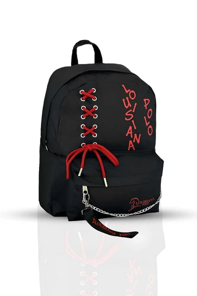 Laptop Bölmeli Okul Çantası Siyah Kırmızı 1141 - 2