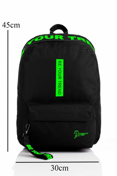 Laptop Bölmeli Okul Çantası Be Your Trend Siyah Yeşil 1140 - Resim 6