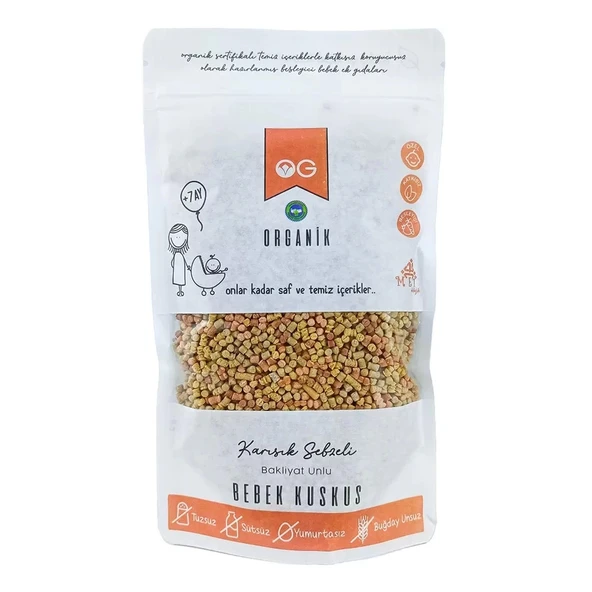 Og Natural Organik Karışık Sebzeli Bakliyat Unlu Bebek Kuskus 250 Gr