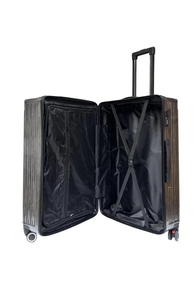 Büyük  Boy %100 Polikarbon Valiz 4x2 Teker Antrasit 1085 - Resim 4