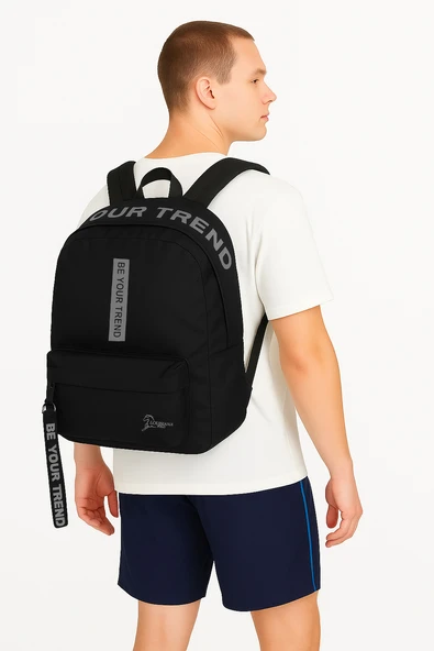 Laptop Bölmeli Okul Çantası Be Your Trend Siyah Füme 1140 - Resim 6