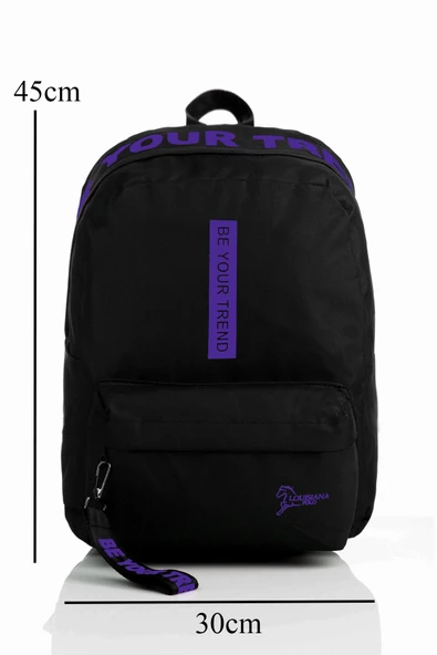 Laptop Bölmeli Okul Çantası Be Your Trend Siyah Mor 1140 - Resim 5