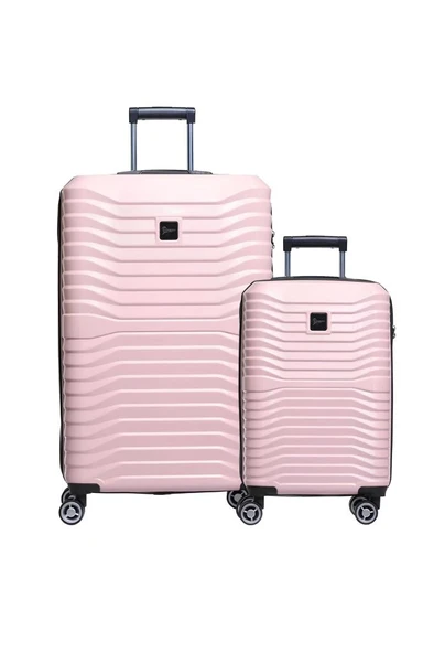 2'li Valiz Seti Polikarbon Büyük Boy – Kabin Boy Valiz Pudra 1819 ürün görseli 1