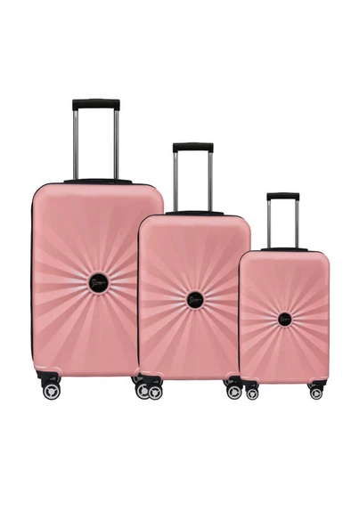 3'lü Valiz Seti Polikarbon Valiz 4x2 Teker Rose 1809 ürün görseli