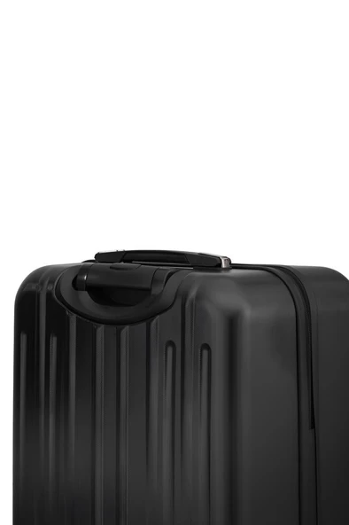 2'li Valiz Seti Polikarbon Orta Boy - Kabin Boy Valiz Parlak Siyah 1810 - Resim 11