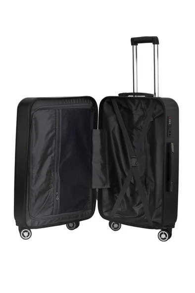 Büyük Boy %100 Polikarbon Valiz Parlak Siyah 1815 - 5