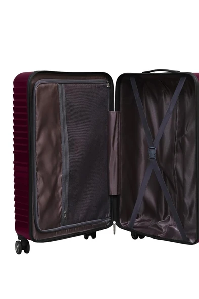 3'lü Valiz Seti Polikarbon Valiz 4x2 Teker Bordo 1811 - Resim 7