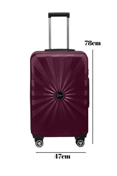 Büyük Boy %100 Polikarbon Valiz 4x2 Teker Bordo 1809 - Resim 2