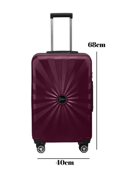 Orta Boy %100 Polikarbon Valiz 4x2 Teker Bordo 1809 - Resim 2