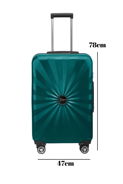 Büyük Boy %100 Polikarbon Valiz 4x2 Teker Petrol 1809 - Resim 2