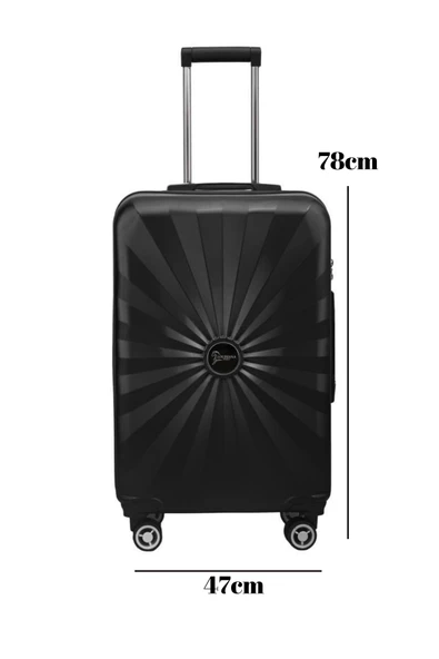 Büyük Boy %100 Polikarbon Valiz 4x2 Teker Siyah 1809 - Resim 2
