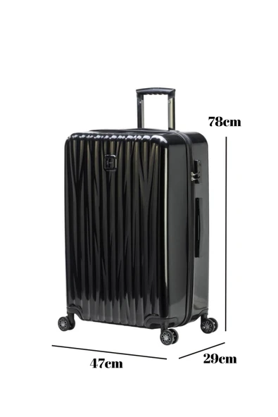 Büyük Boy %100 Polikarbon Valiz Parlak Siyah 1815 - 2